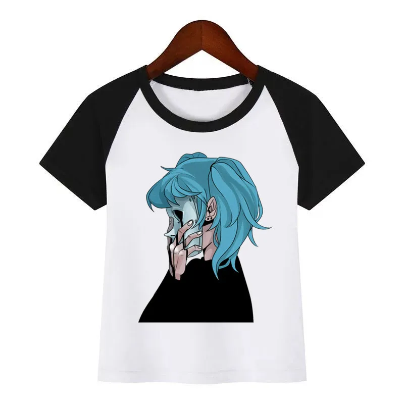 Sally face/Детская футболка с принтом с героями мультфильмов; летние топы с дизайном «сделай сам»; Повседневная Уличная футболка для мальчиков и девочек