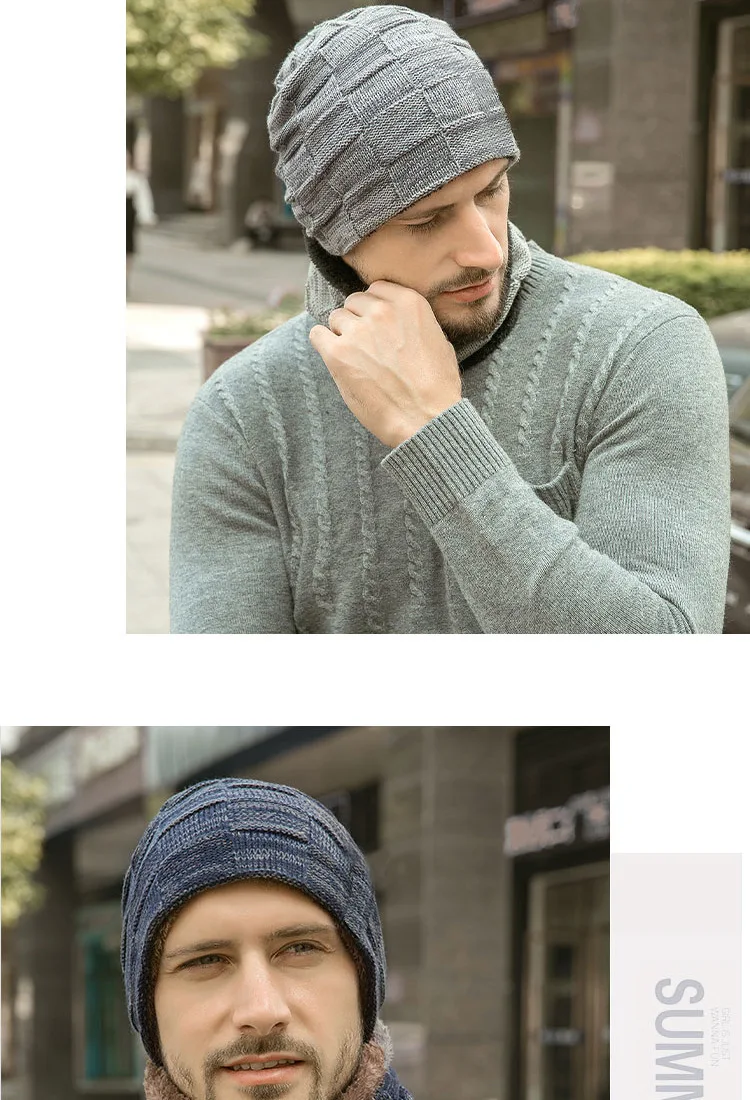 Winter Beanie Hats Scarf Set Warm Knit Hat Skull Cap Neck Warmer with Thick Fleece Lined Winter Hat and Scarf for Men Women skullies beanie