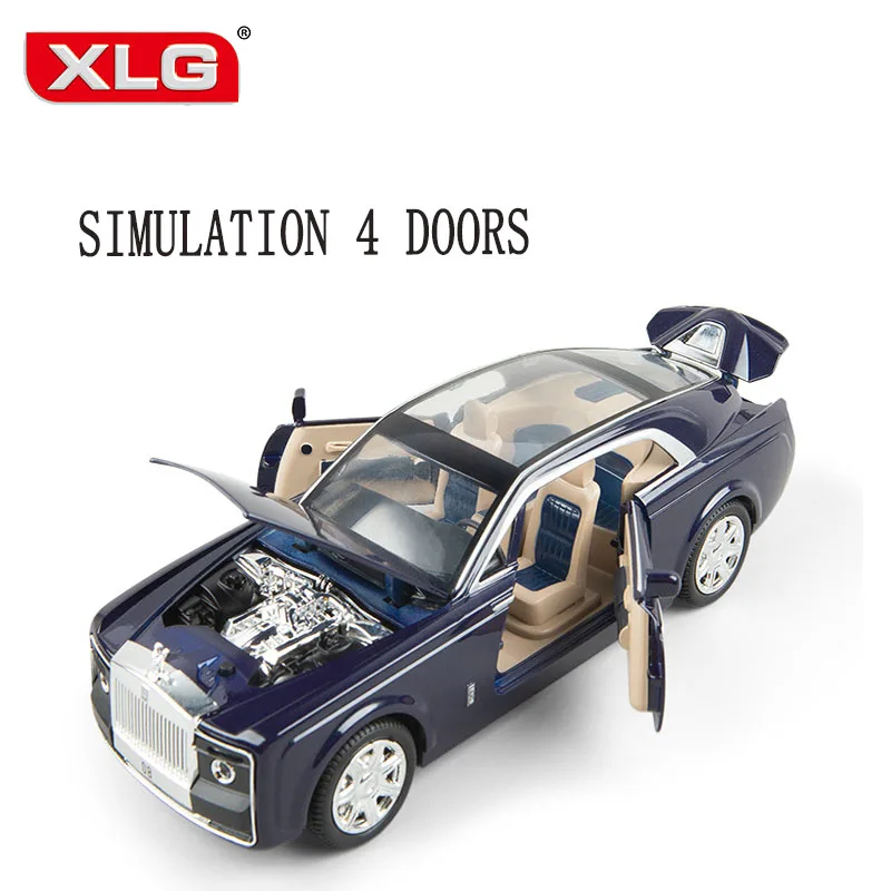 

1:24 Diecast Toy Car Model Metal Toy Vehicle High Simulation Sound and Light Pull Back Car Collection 6 Doors Toys for Children
