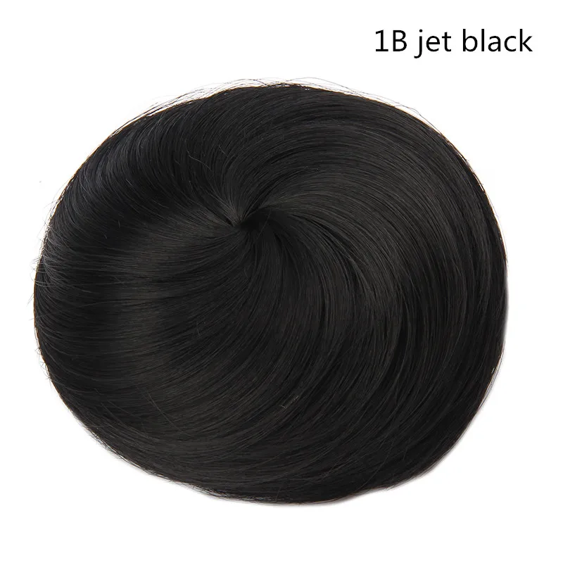 Накладные волосы булочка для наращивания на заколках синтетические волосы хвост пончик шнурок шиньон Updo волосы кусок конский хвост для женщин Q3 - Цвет: Jet Black