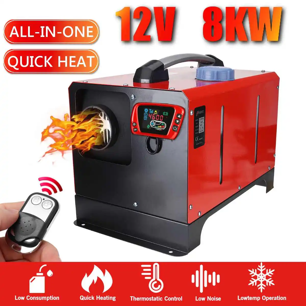 

Car Heating Tool Diesel Air Heater All in One Unit 12V 8000W Single Hole LCD Monitor Parking Warmer For Car Truck Bus Boat RV