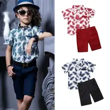 Летняя футболка с короткими рукавами для маленьких мальчиков+ штаны, одежда для джентльменов, пляжный комплект из 2 предметов