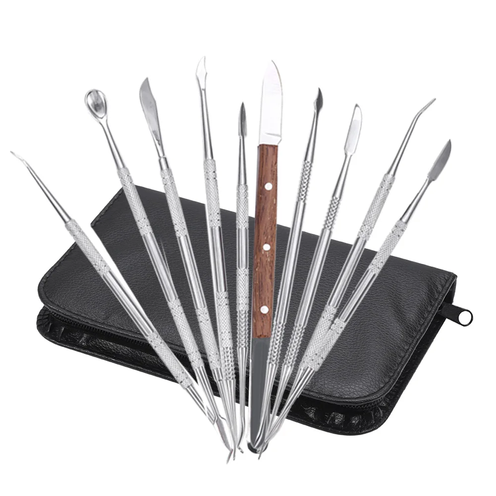 10pcs Dental Spatula Plaster Knife Practical Stainless Steel Versatile Teeth Wax Carving Tool Set Dental Instrument Dentist Tool