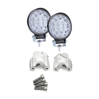 

NEW-2Pcs 4 Inch 140W 14000Lm Round Spotlight with Aluminium Handle Bar Clamp Raised Extend Handlebar Mount Riser