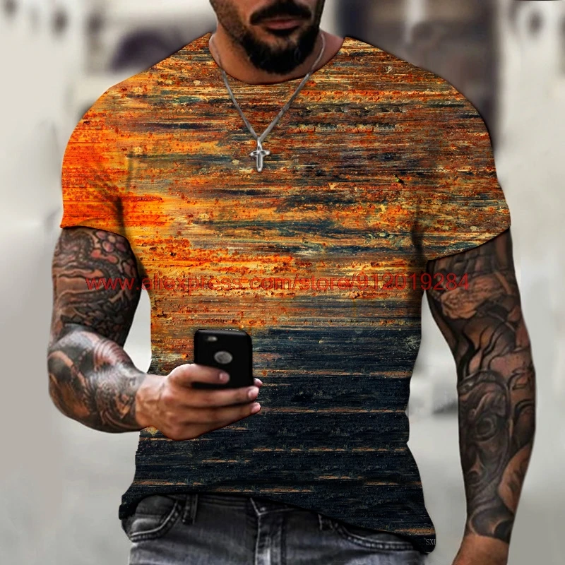 Mens T-Shirt Oversized Vintage Short Sleeve Summer New Tshirts Fashion Harajuku Ethnic Letters Print T Shirts Men Street T-Shirt