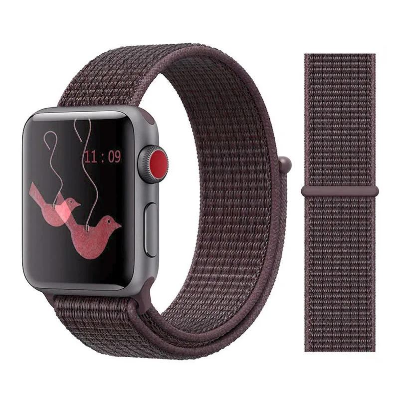 Joyozy для Apple watch, ремешок, нейлоновый, спортивный, петля, запястье для IWatch Series4, 3, 2, 1, цветной узор, классическая пряжка - Цвет ремешка: Purple Smoke