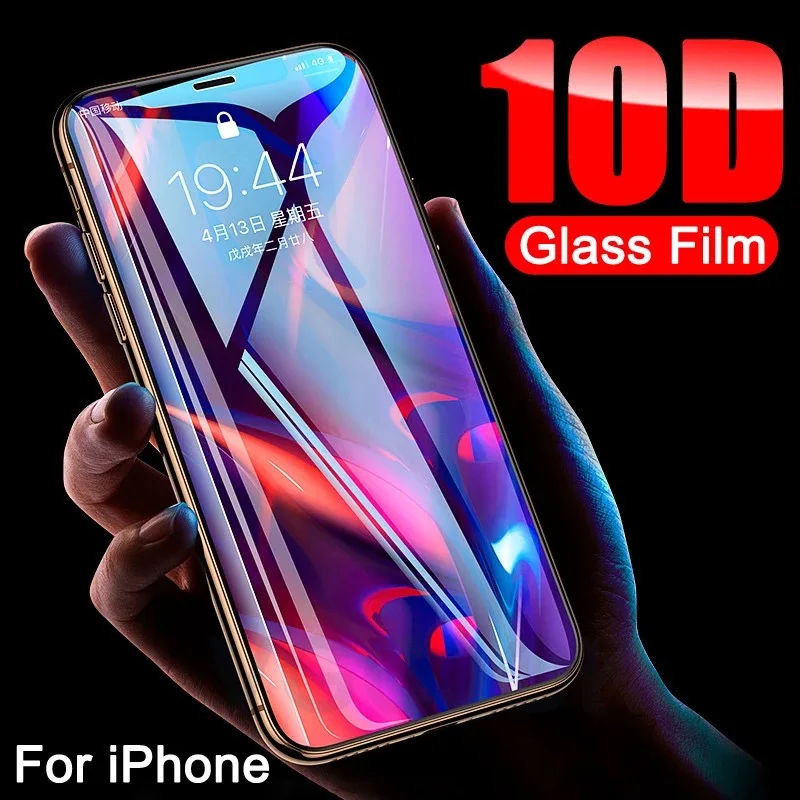 

10D Curved Edge Full Cover Protective Glass For iPhone XR X XS MAX Tempered Screen Protector For iPhone 7 8 6 6s Plus Glass Film