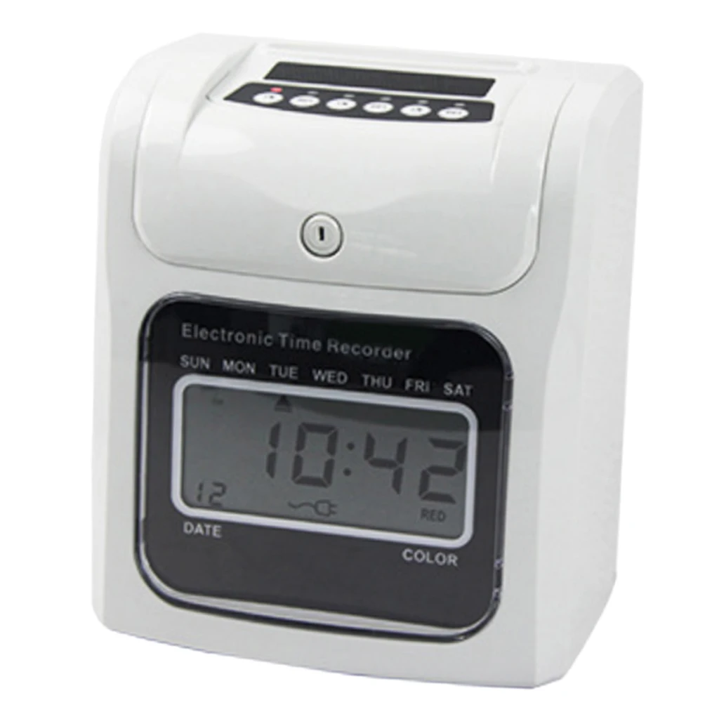 Office Employee Attendance Digital Time Clock LCD Display w/50 Cards UK Plug