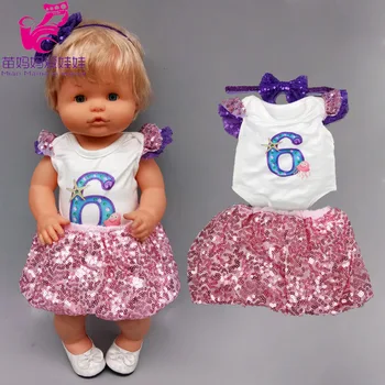 

17 inch baby doll Sequins skirt for 40 cm Nenuco Ropa y su Hermanita lace dress headband accessories