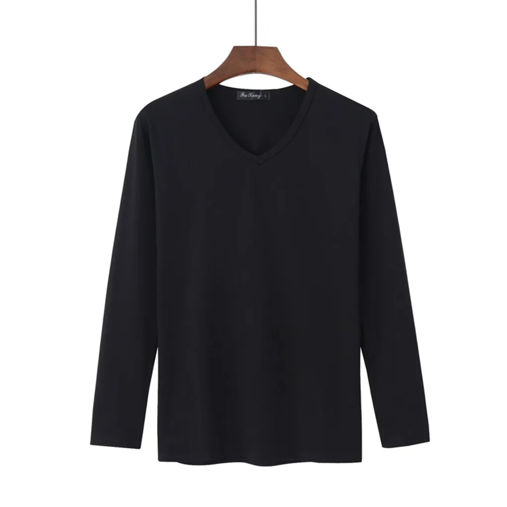 

Elegant Men'S Sweatshirt Fashion New Style Pure Solid Color V Collar Long-Sleeved Comfortable Blouse Top The Fashion Of Masculin