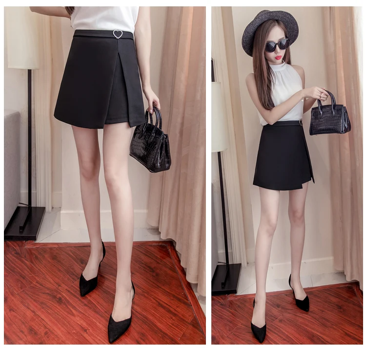 Spring a line skirt women high waist irregular split metal heart skirts womens sweet pink white short mini jupe saia AQ979