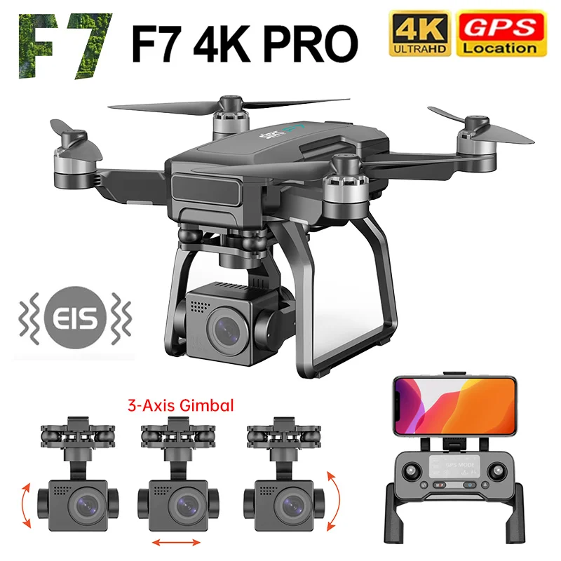 New SJRC F7 PRO 4K Camera Drone with 3 Axis Gimbal 5G Wifi GPS 3000M Distance Professional Quadcopter Brushless RC Dron TF card | Игрушки и