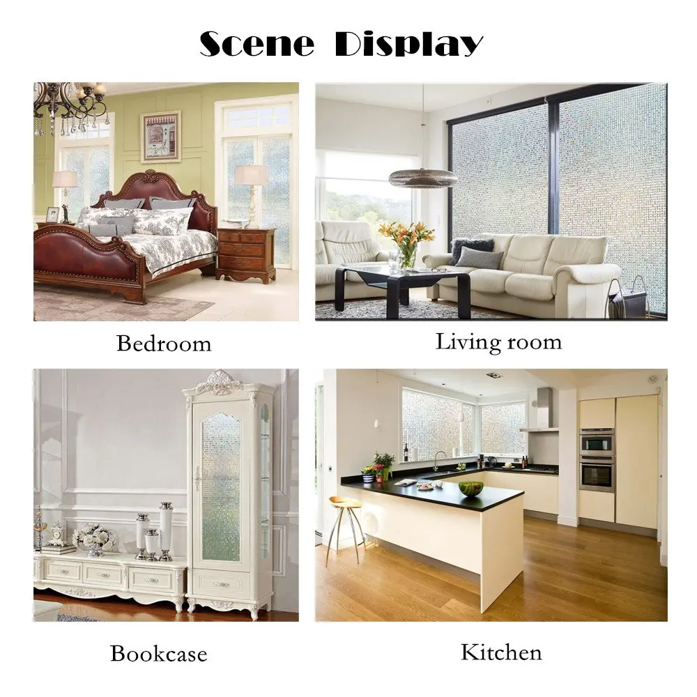 Mini Mosaic Design Glass Sticker Static Cling Rainbow-Effect Under Sunlight 3D Laser Multiple Size For Home Office