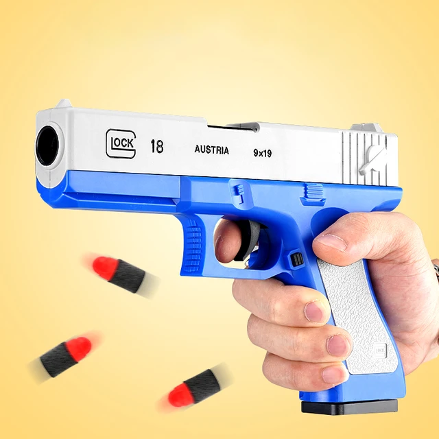 New Shell Ejecting Glock Toy Gun Pistol Manual Soft Bullet Toy Gun Weapon Children Armas Blaster Shot Outdoor Games Boys Gifts 1