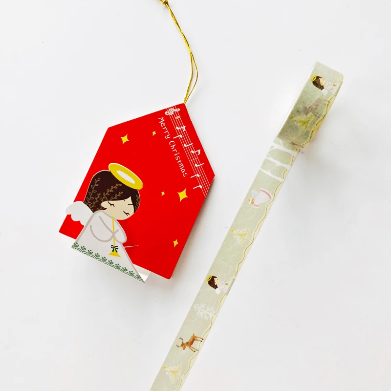 1.5CM*5M Christmas Angel Pendant Washi Masking Tape Christmas Tree Decor - Цвет: Angel