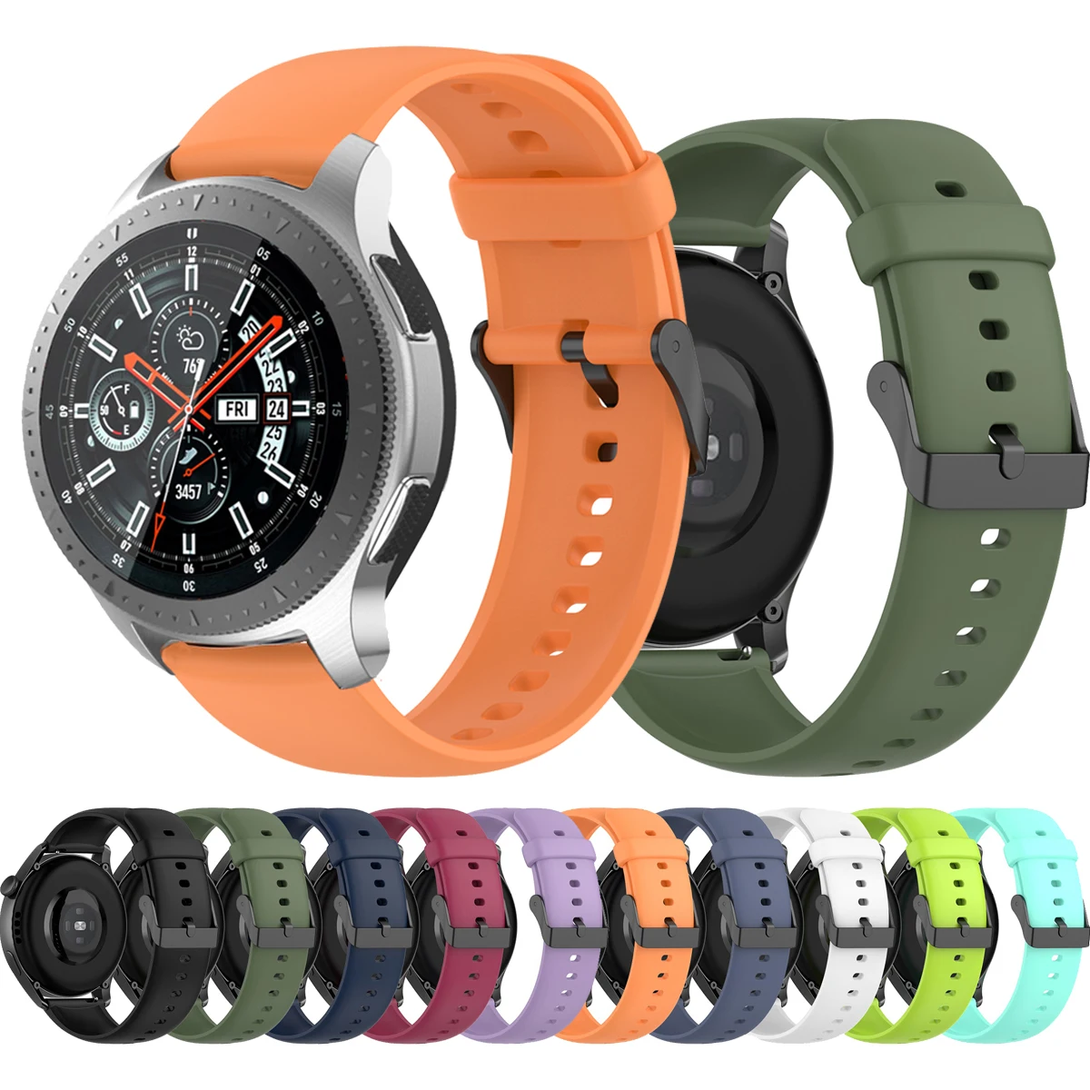 

22mm silicone band for Samsung Galaxy Watch 46mm / Gear S3 Frontier/Huawei Watch GT GT2 46mm/Huami Amazfit GTR 47mm correa strap