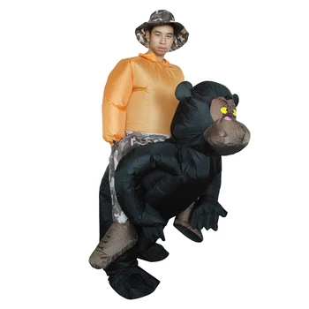 

New Adult Inflatable Chimpanzee Costume Suit Blow Up Fancy Dress Festival Party Inflatable Black Orangutan Outfit Jumpsuit
