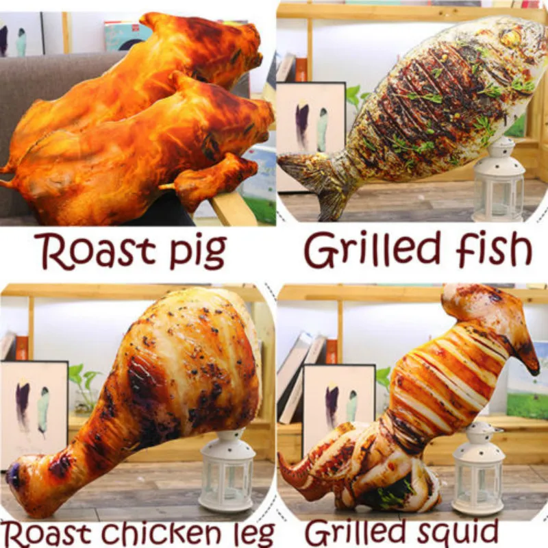 3D имитация искусственного барбекю еда плюшевая кровать подушка креативная рыба