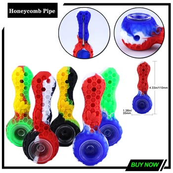 

Smoking pipe Wax Tobacco Pipe 120mm Honeycomb Shape Smoking Pipe with wax Spoon Glass Bowl For Dry Herb Wax