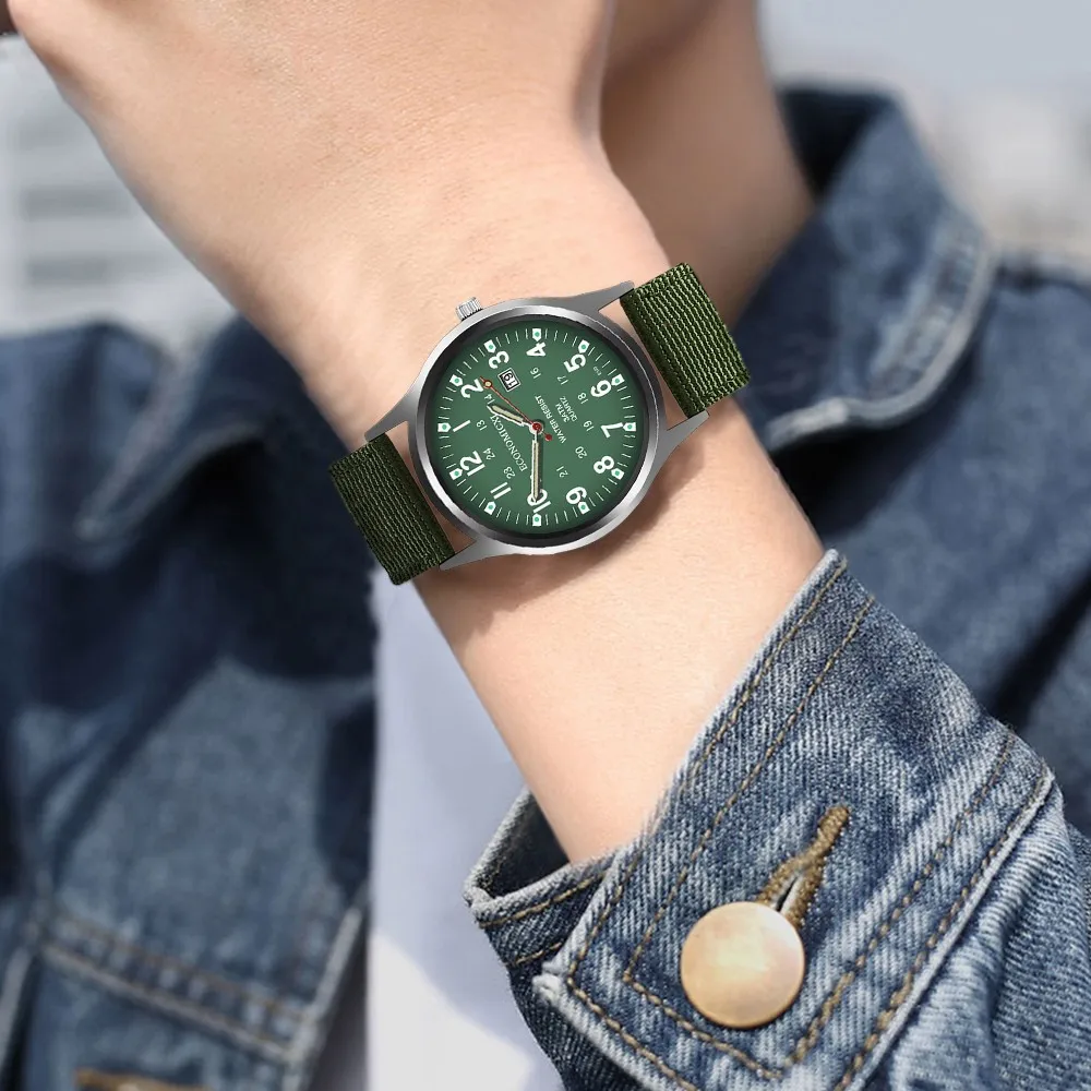 Fashion Creative Geometric Round Nylon Men Watch With Calendar Function Luxury Men Business Casual Quartz Wristwatches Top Brand