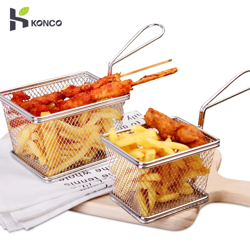 

Konco Stainless Steel French Fries Basket Strainer Fryer Kitchen Cooking Chef Basket Colander Tool French Fries Basket