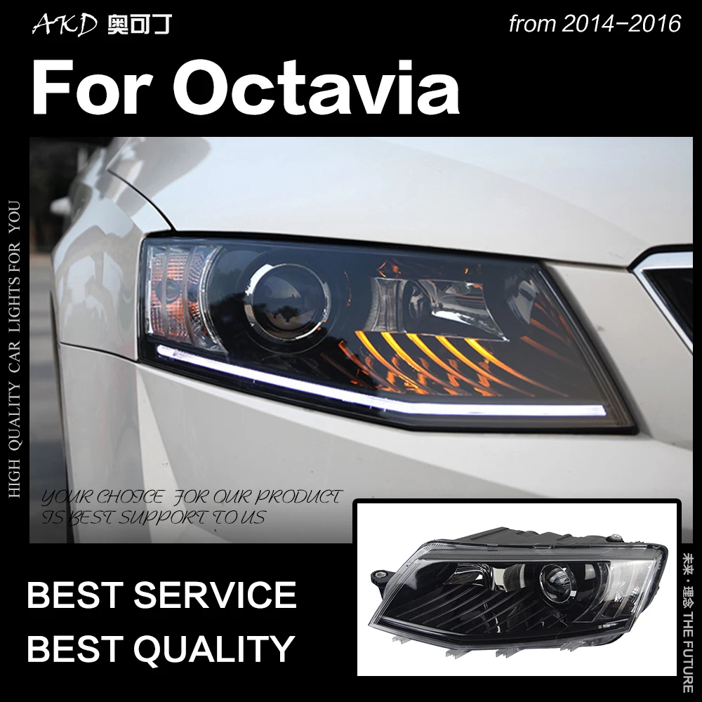 Автостайлинг AKD фары для Skoda Octavia 2015 2017 A6 светодиодный ные DRL Hid Bi Xenon автомобильные