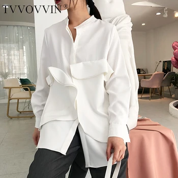 

TVVOVVIN 2020 Spring Summer New Pattern Personality Vent Long Rendering Unlined Upper Garment Shirt Womens Tops And Blouses C055