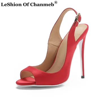 

Sexy Women Thin High Heels Shoes Woman Ladies Biggest Size 48 Buckled Strap Slingback Pumps Red Nude Heels Wedding Party Shoes