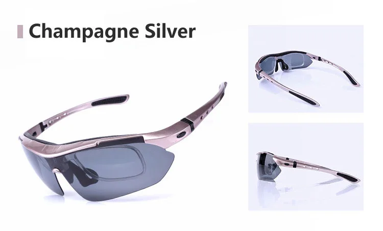 Champagne Silver Поляризованные велосипедные солнцезащитные очки с 5 линзами, уличные спортивные очки для велосипеда, велосипедные солнцезащитные очки MTB для мужчин и женщин, очки - Цвет: Champagne Silver