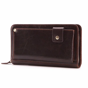 

Hot selling business men's handbag leather handbag fashion head leather wallet do-card bit zippered mobile phone bag