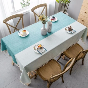 

Japanese-style fabric art embroidered cotton and linen check tablecloth simple study coffee table placemat