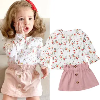 

pudcoco 2019 Baby Girl Clothes Newborn For Female Outfit Infant Clothing Set Flower Girls Flower Tops + Skirts Spring Autumn Set