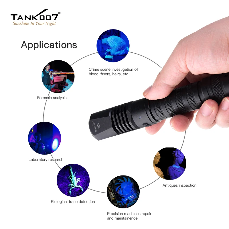 TANK007 UV365 NDT UV LED flashlight Crime scene traces clues blood fingerprints forensics police specialised