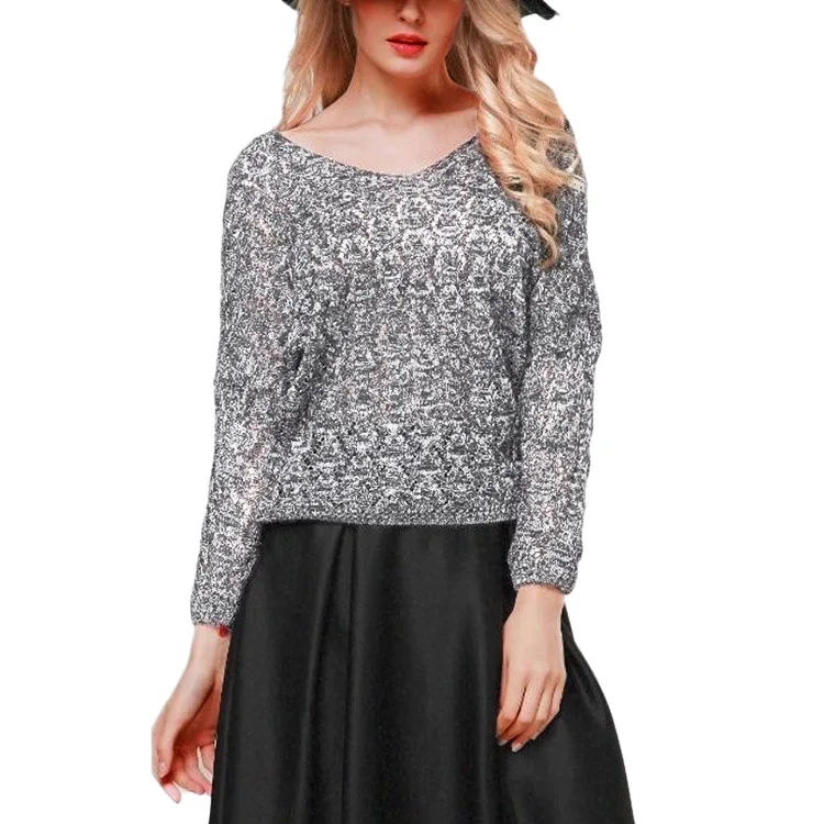 Women Sweater Casual Long Sleeves Sweater Pull Femme Sexy Hollow Sweater Women Spring And Autumn Pullovers Thin Loose V-neck