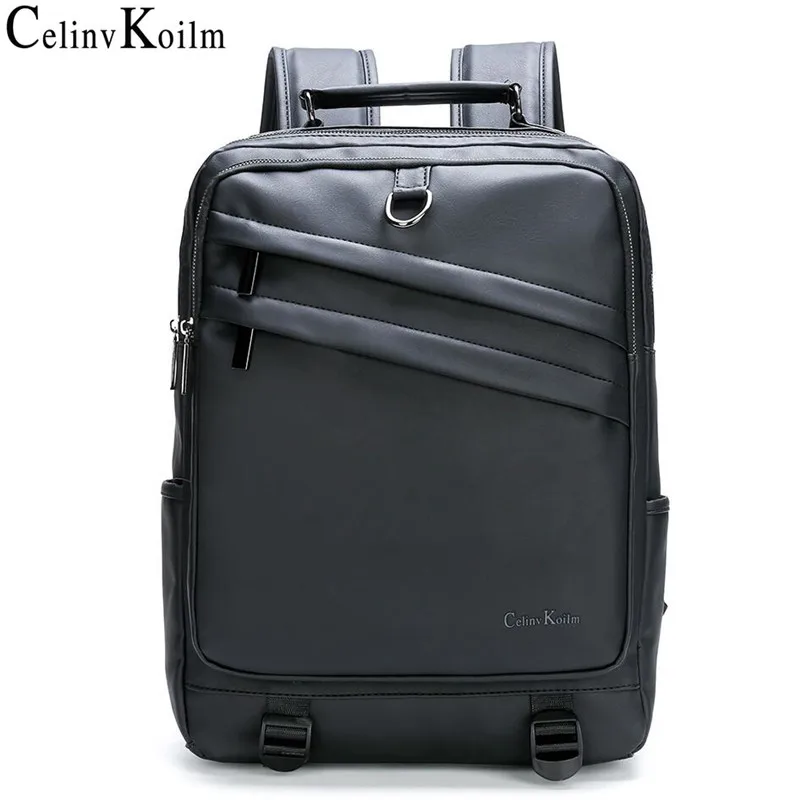 

Celinv Koilm Men Leather Backpack 14 Inch Laptop Backpack Shoulder Unisex Anti-theft Waterproof Travel Backpacks College Student