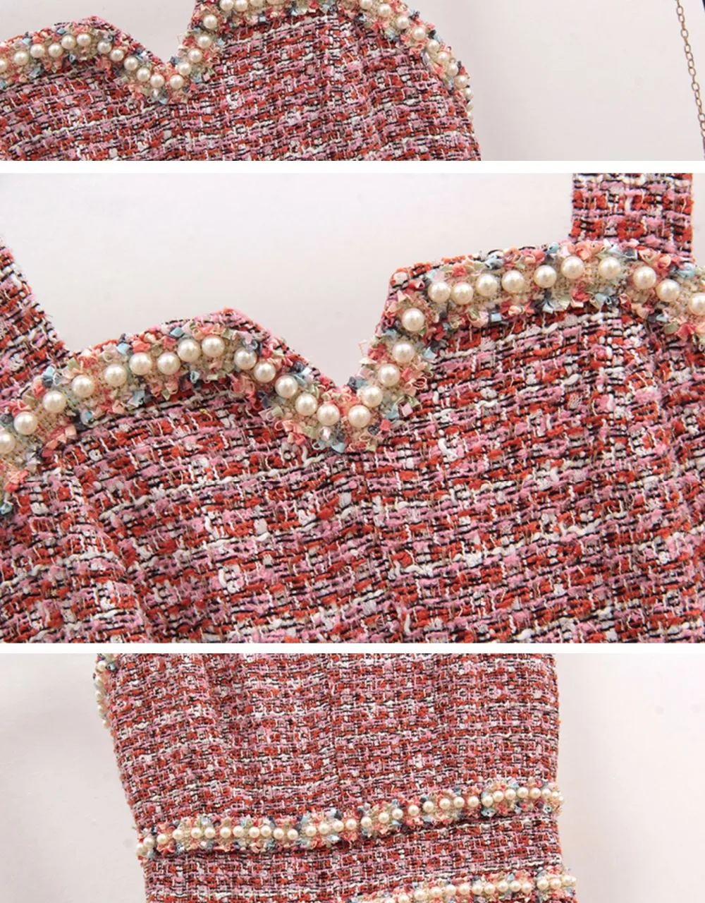 Подиум роскошный твидовый комплект из двух предметов осень-зима женский Бисероплетение кисточкой короткая куртка и жилет Wollen миди бальное платье юбка комплект