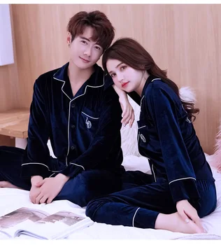 

2PCS Sleep Set Winter Lovers Pajamas Suit Plus Size 3XL Lingerie Nightgown Lounge Sleepwear Autumn Thicken Warm Lovers Nightwear