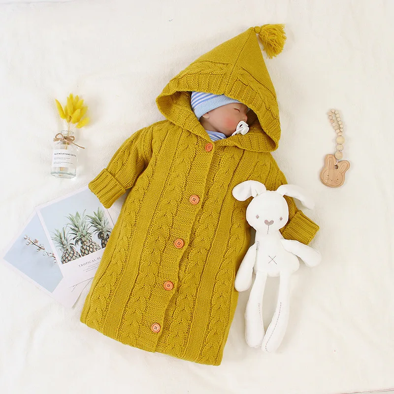 

Warm Blanket Soft Baby Sleeping Bag Footmuff Cotton Knitting Envelope New Born Boy Girl Swad Wrap kid Sleep sacks Fashion babies