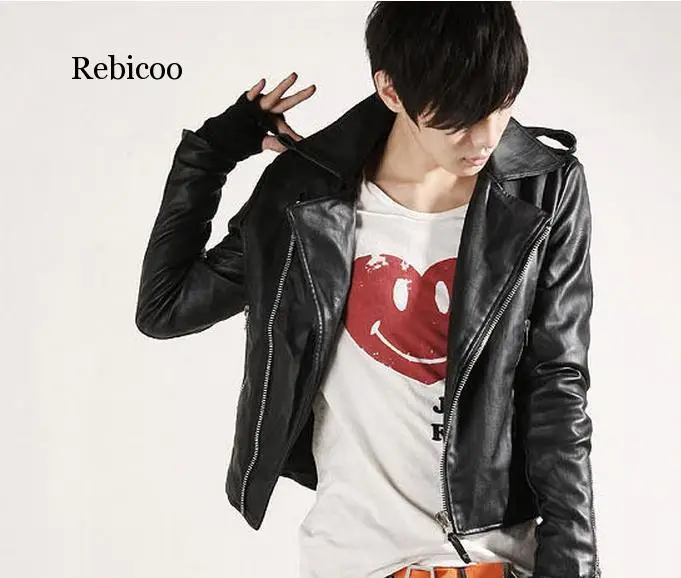 

Balck Jacket Motorcycle Men pu Leather Jacket And Coats Winter new Korean Slim men's pu leather jacket British punk jacket