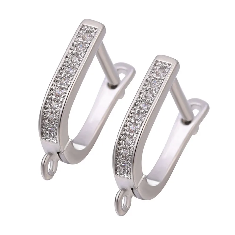 White Gold Juya DIY Золото/Серебро Leverback застежка обруч серьги крючки для женщин Мода подвеска-Кристалл серьга с жемчугом и кисточкой материал для изготовления - Цвет: White Gold
