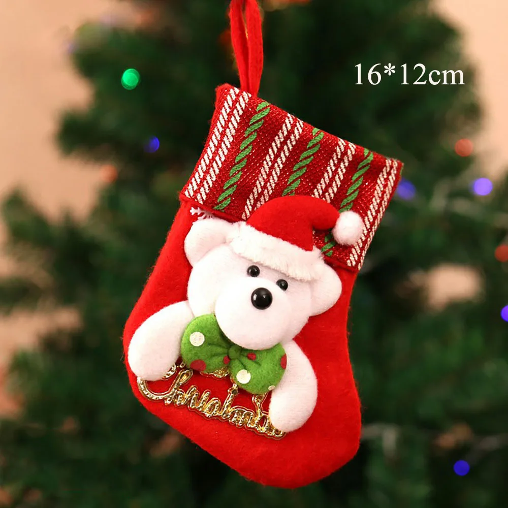 Держатели для подарков в виде Санта-Клауса, снеговика, сумка для хранения, кулон, Рождественская елка, домашний декор, новогодние чулки, носки, орнамент, Рождественское украшение, 62714 - Цвет: 2PD-62718-4