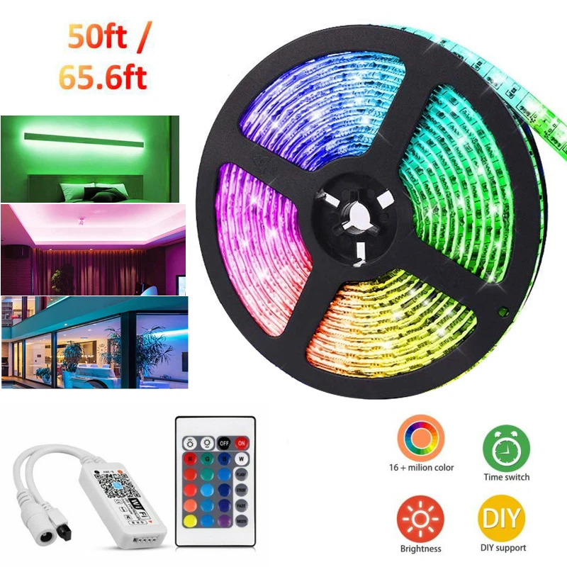 Светильник полоски 65.6Ft полосы светильник s 5050 RGB для украшения комнаты Dreamcolor