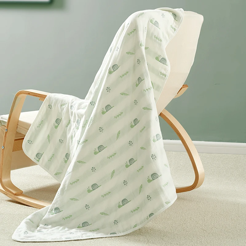 Детское одеяло BabyGreat, шесть слоев, марля, хлопок, белье для коляски, стеганое одеяло для малышей, муслиновое одеяло для пеленания, 120*120 см - Цвет: 180x200cm Green