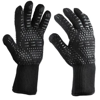 

High temperature Resistant BBQ Fire Gloves Flame Retardant Non-slip Fireproof Grill Insulation Microwave Oven Gloves 1pcs #3