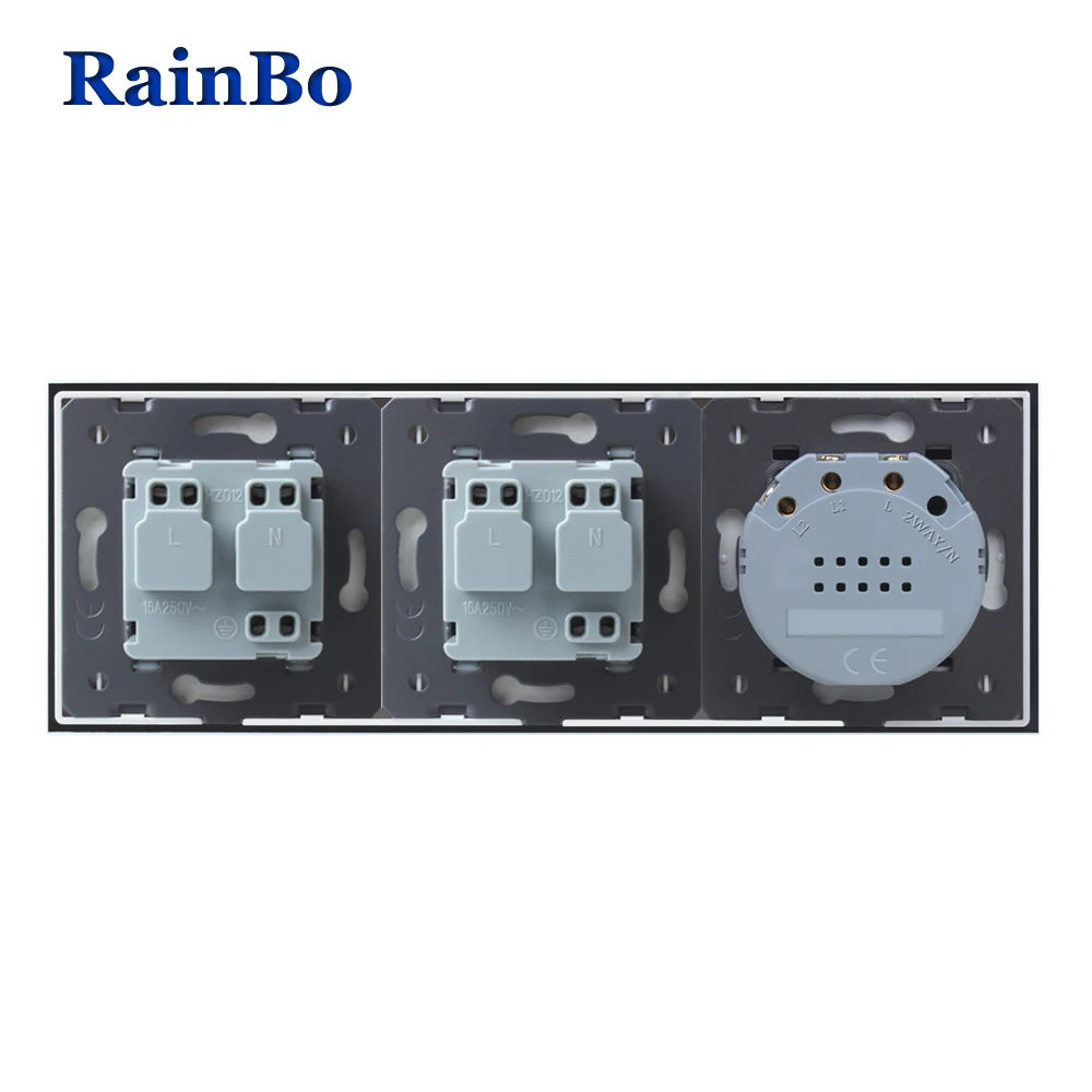 RainBo Кристалл-стеклянная панель-электронная настенная розетка ЕС сенсорный выключатель управления-экран светильник-переключатель 2ганг-1way A39218E8ECW/B