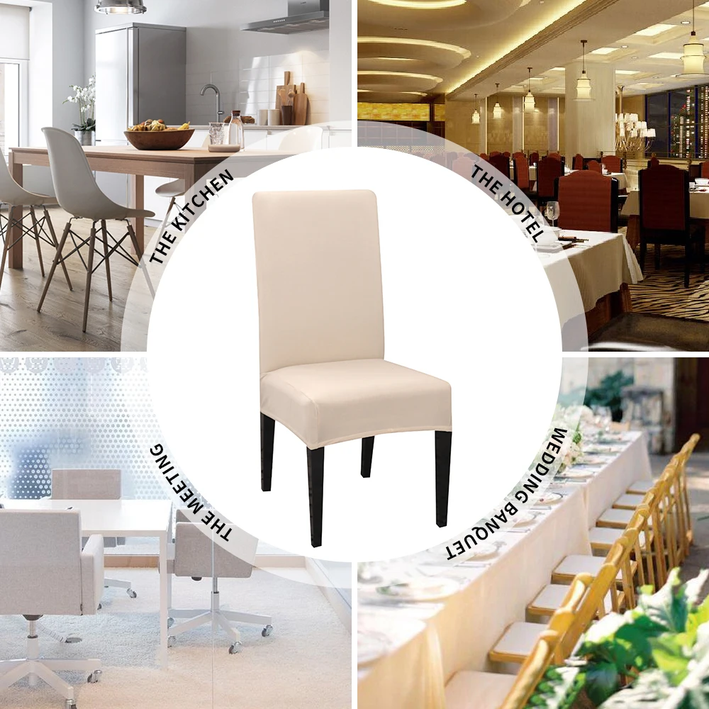 2020 New Chair Cover Solid Color Spandex Chair Covers Stretch Elastic Slipcovers For Wedding Kitchen Dining Room Banquet Hotel