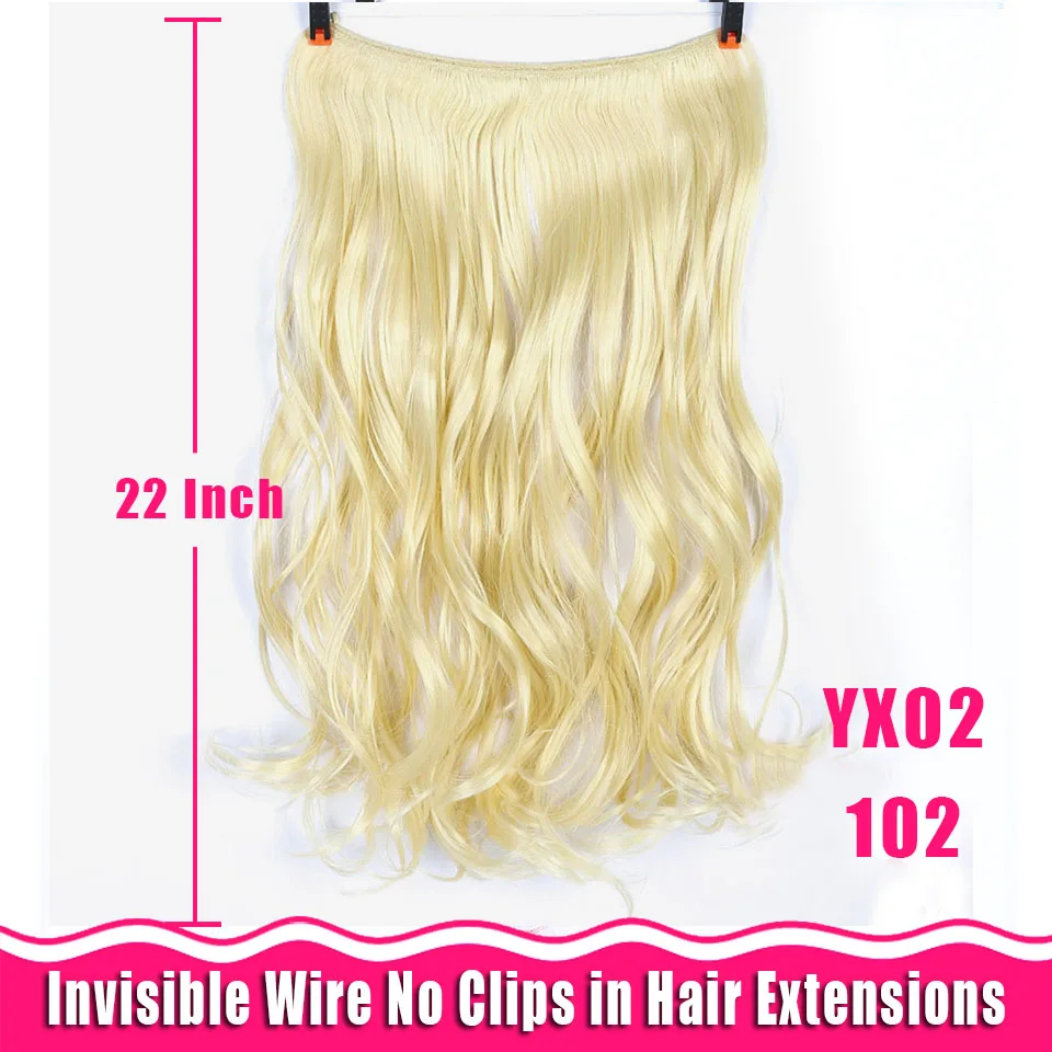 22 длинные волнистые красные черные синтетические повязки на голову термостойкие шиньоны невидимая рыбья линия волнистые волосы для наращивания женские головные уборы - Цвет: YX02-102
