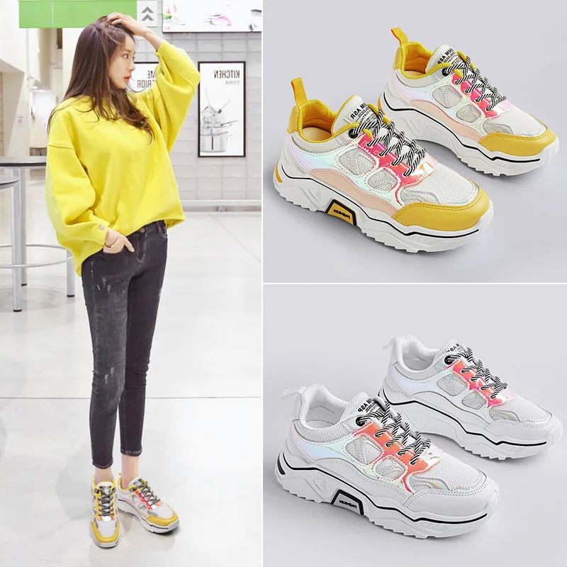 

2019 Autumn New Style Dad Shoes Students Platform Casual Running WOMEN'S Shoes Korean-style Athletic Shoes Women's Thick Bottome