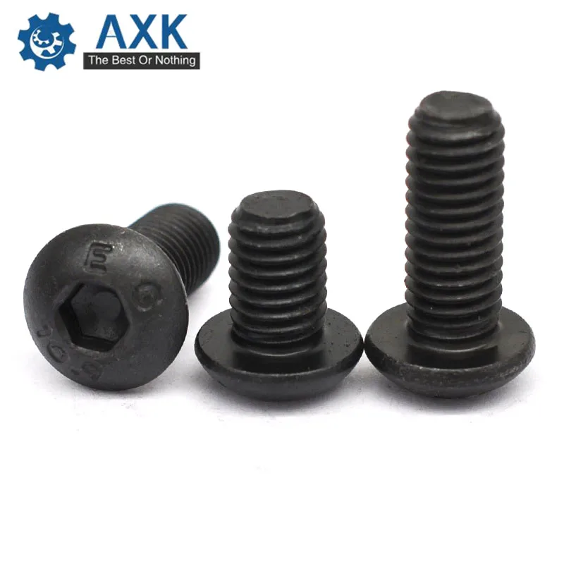AXK 20 шт. M5 * 8/10/12/16/20/25/30/35/40/45/50 ISO7380 класс 10 9 черная панорамная головка Шестигранная