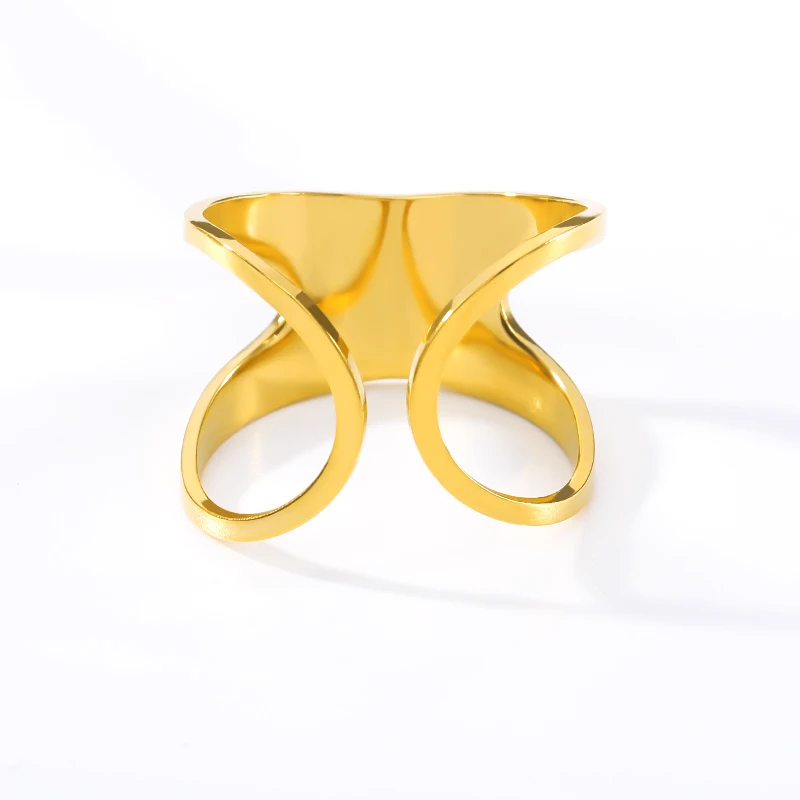 

V Attract Personalied Openwork Connection Ring Stainless Steel Creative Jewelry For Women Men Openwork Ring Party Gifts